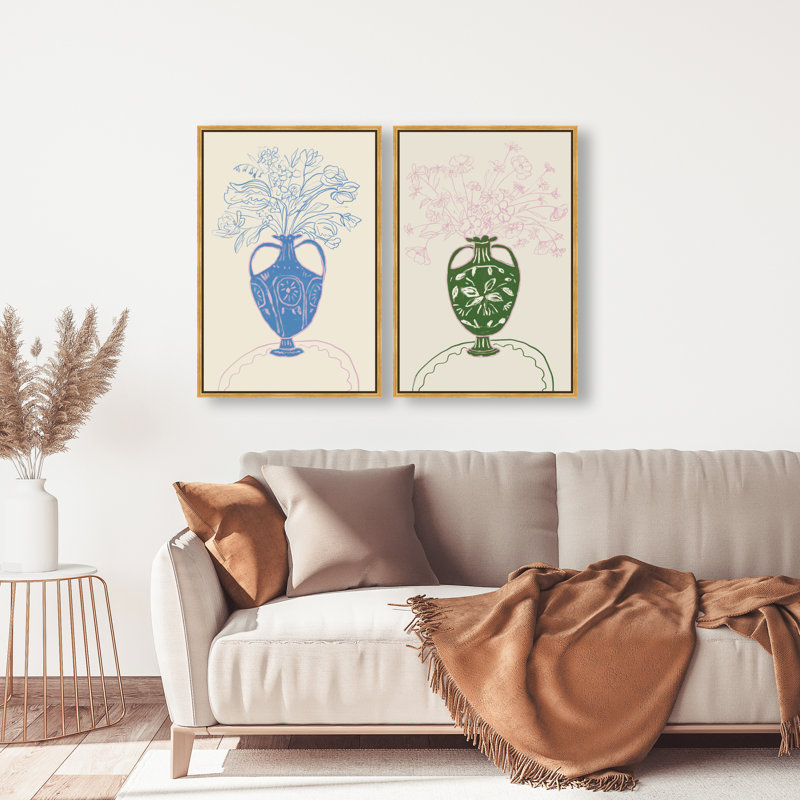Flower Sutdio Set Set by Oliver Gal, 31" H x 21" W, Gold Floater Frame