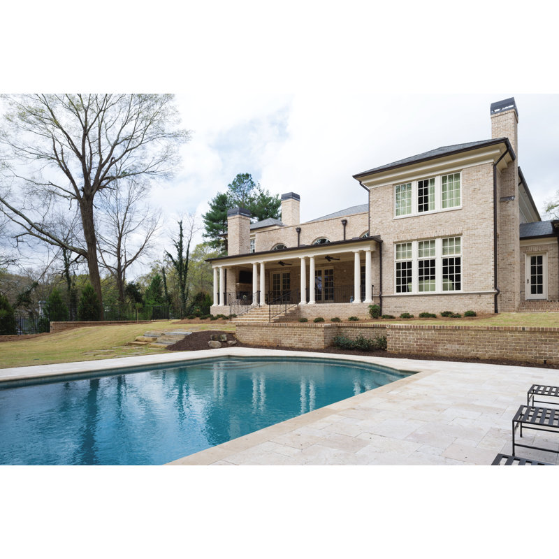 Marzana 16 in. x 24 in. x 2 in. Honed Unfilled Brushed Travertine Pool Coping (2.67 sq. ft./unit, 1 Piece), Dune