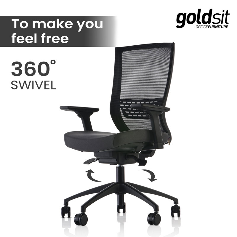 Melene Polyester Task Chair with Headrest, Anthracite