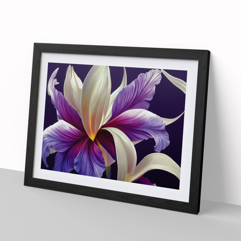 Enticing Flower - Single Picture Frame Print, 34cm H x 46cm W x 2cm D, Black