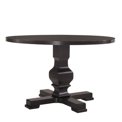 Elegant Black 47" Round Pedestal Dining Table with Spacious Seating for Four