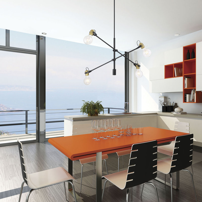 Lustre linéaire moderne Spoutnik à 4 lumières Nesmith