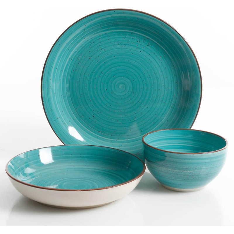 Ensemble de vaisselle à double cuve 12 pièces Gibson Home Color Speckle - 4 couleurs assorties