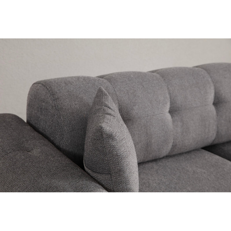 Nikel Premium 3-Seat Sofa-Bed, Light Grey, 88.6 x 36.2 x 29.9 inches | Sturdy Beech Wood Frame & Chipboard | 100% Polyester Fabric, Turnable Back Mechanism, Dry-Cleanable | Comfortable Seating with 28 DNS Foam