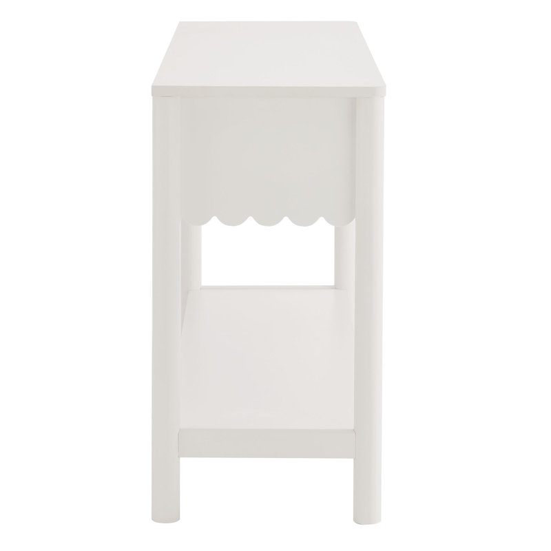 Emmeline 3-Drawer Scalloped Console Table, White