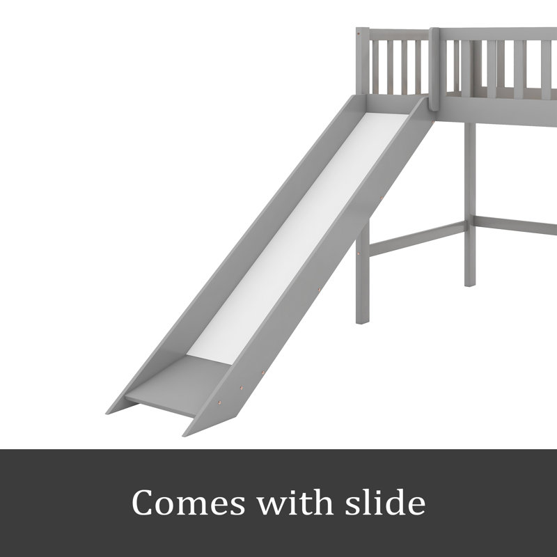 Lit mezzanine simple Jordell pour enfants, Gris