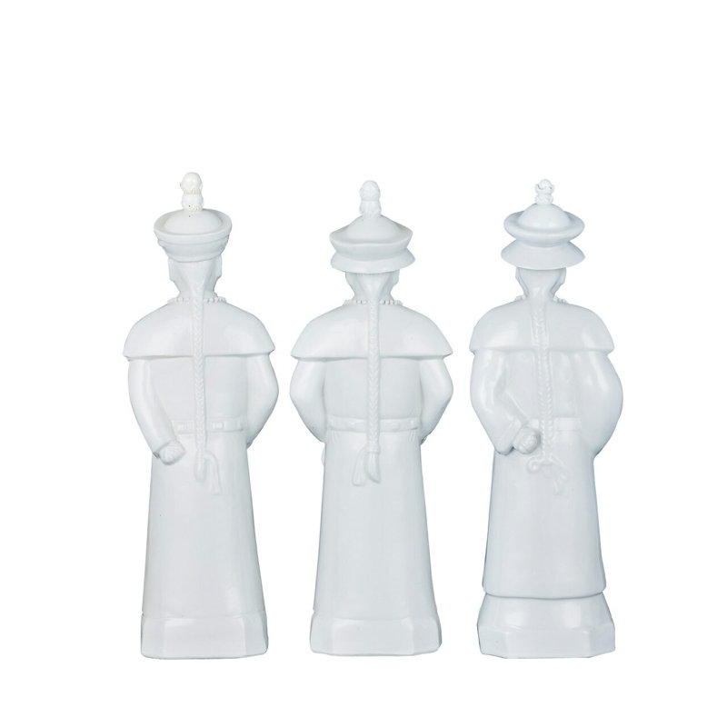 3 Piece Qing Emperors Figurine Set, 18" H x 7" W x 5'' D