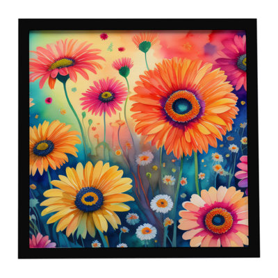 Gerbera Daisies in Color Framed Metal Print