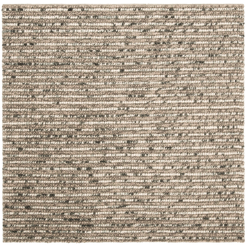 Tapis bleu / brun noué à la main à motif abstrait Ferrera, Carré 4 pi