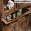Grande armoire de rangement autoportante de 67 pouces avec portes en verre et tablettes réglables, armoire en panneau de fibres à densité moyenne imperméable avec quincaillerie anti-basculement pour salle de bain, cuisine et salle de lavage, double rangée, couleur rétro-130912214
