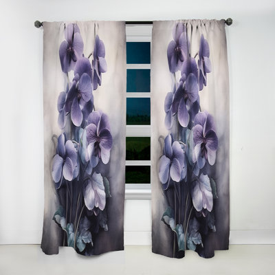 Rideau mauve à motif floral violet et violet - Violets Dream II
