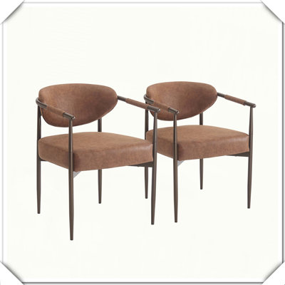 2-Piece Modern Upholstered Dining Armchair Iron Frame Sturdy Stylish