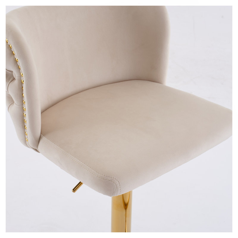 Tabourets de bar rembourrés en velours Classic, Beige