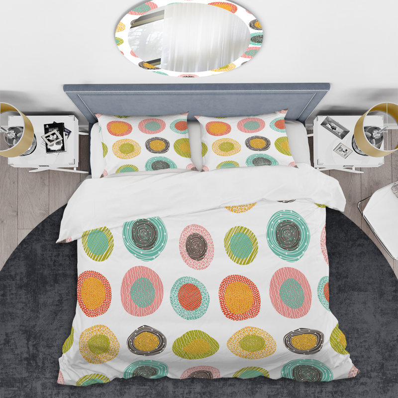 Ensemble de housse de couette en microfibre blanc / menthe / rouge 3 pièces