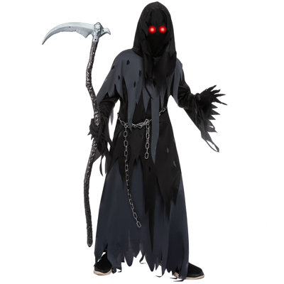 Glowing Eyes Grim Reaper Costume for Kids L
