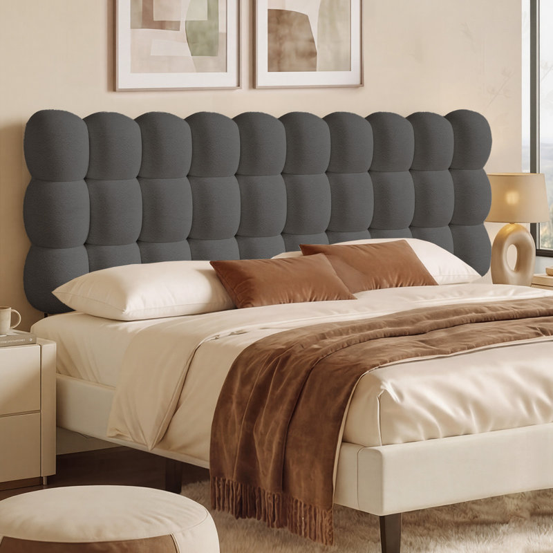 Damerius Cloud Padded Teddy Fabric Upholstered Headboard with High-Density Foam, No Drill Installation, Fits 8-14 Inch Mattresses