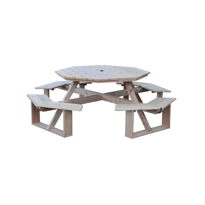 Sirna 8 - Person Wood Patio Dining Set with, Linden Leaf Stain