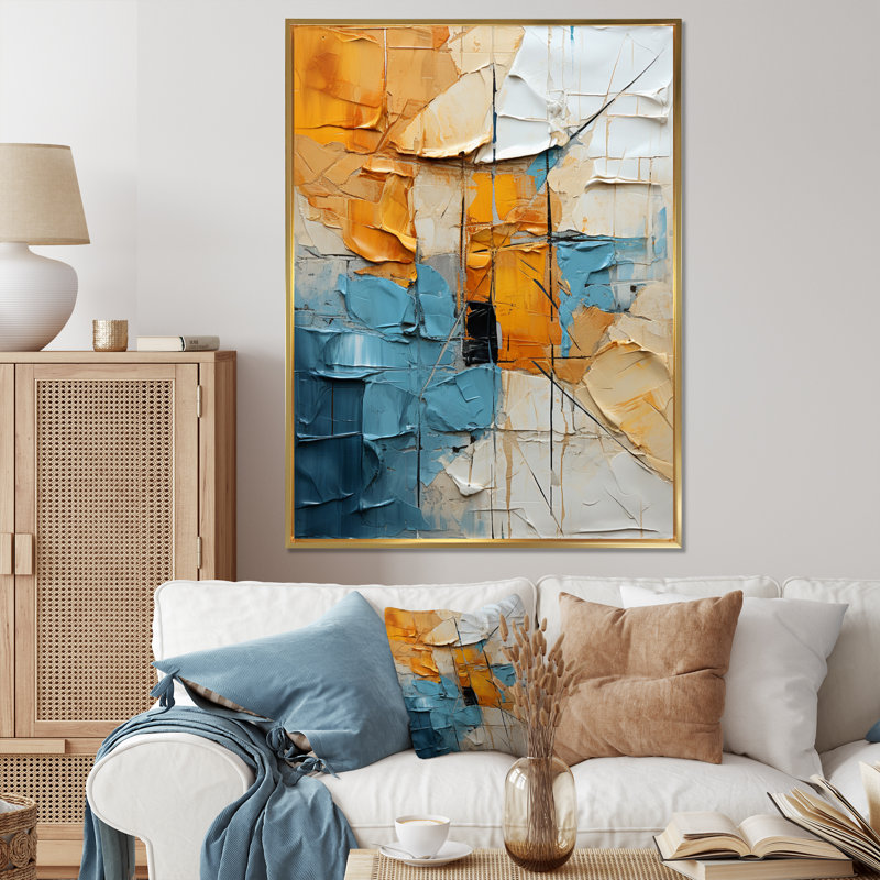 Édredon en papier I sur toile, H 32 po x l 16 po x P 1 po, Cadre flottant doré