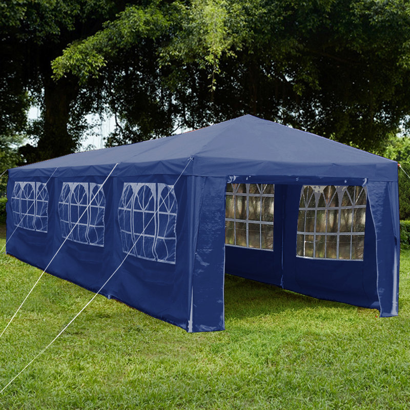 Rainsville 3 x 9m Metal Party Tent, Blue