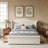 King 52" Velvet Wingback Sleigh Storage Bed Frame with 2 Drawers, No Box Spring Needed, Cream-1519239187-1519239189