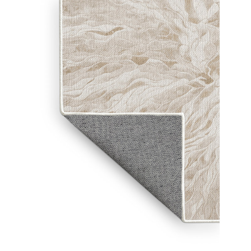 Tapis beige lavable à la machine, Carré 5 pi