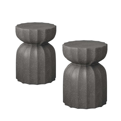 Ensemble de table basse et de table d'appoint 13 "modernes et imperméables pour l'extérieur et l'intérieur, conception durable en ciment Mgo, 2 pièces