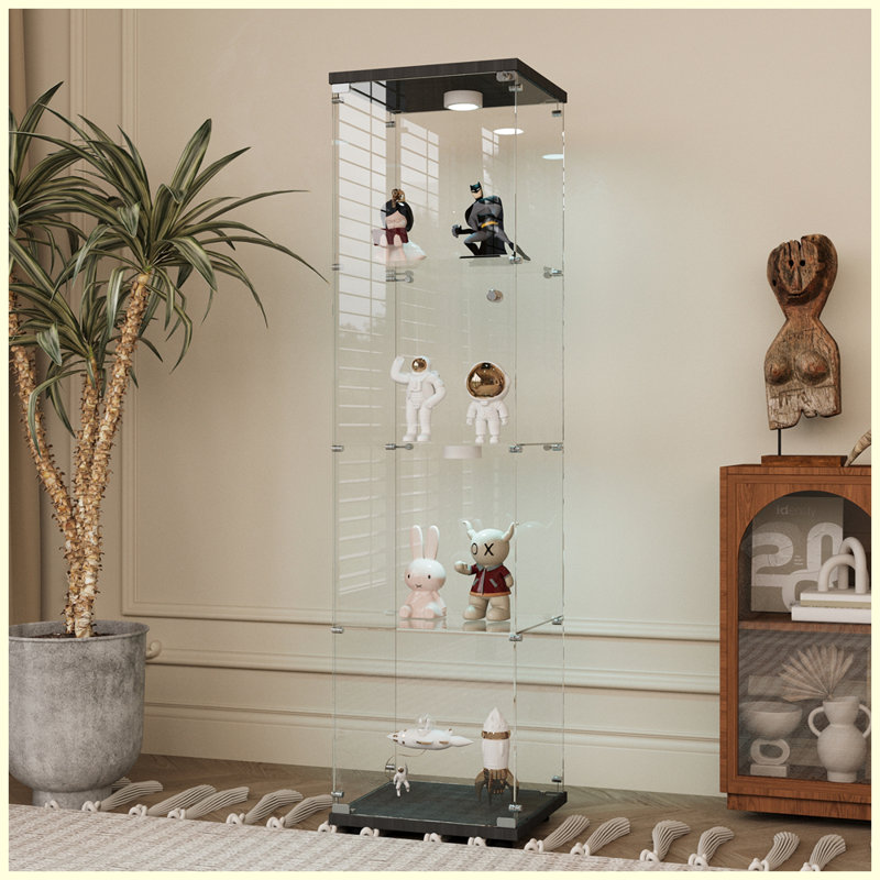 Vitrine moderne en verre trempé pour le salon, Noir