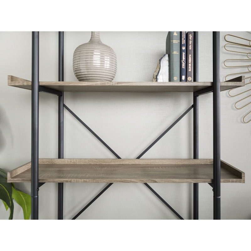 Jessica 92cm W Steel Etagere Bookcase, Driftwood