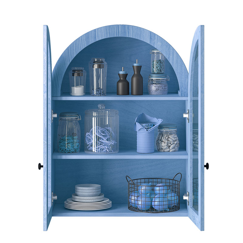 Armoire murale cintrée avec portes vitrées, Blue