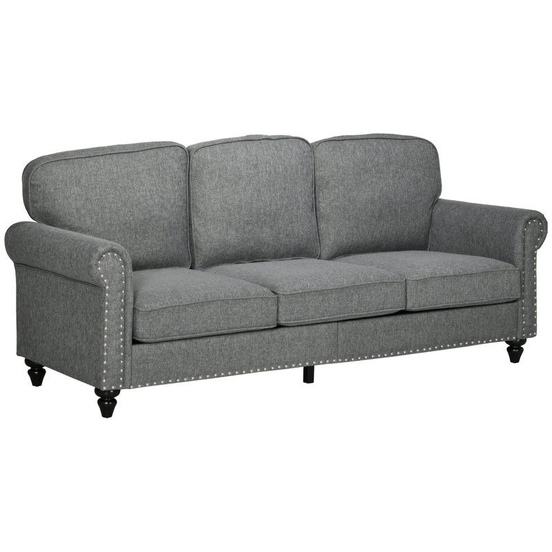 Canapé à accoudoirs roulés 80,9 po Laoise, Polyester gris