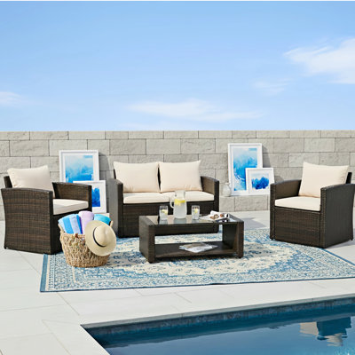 Arlington Outdoor Wicker 4 Piece Seating Group
