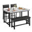 Ensemble de table de salle à manger 4 pièces blanc, table de cuisine avec banc rembourré et chaises, mobilier de salle à manger peu encombrant pour petits appartements