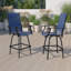 All-Weather PVC-coated polyester Swivel Patio Stools and Deck Chairs with High Back & Armrests-452335376