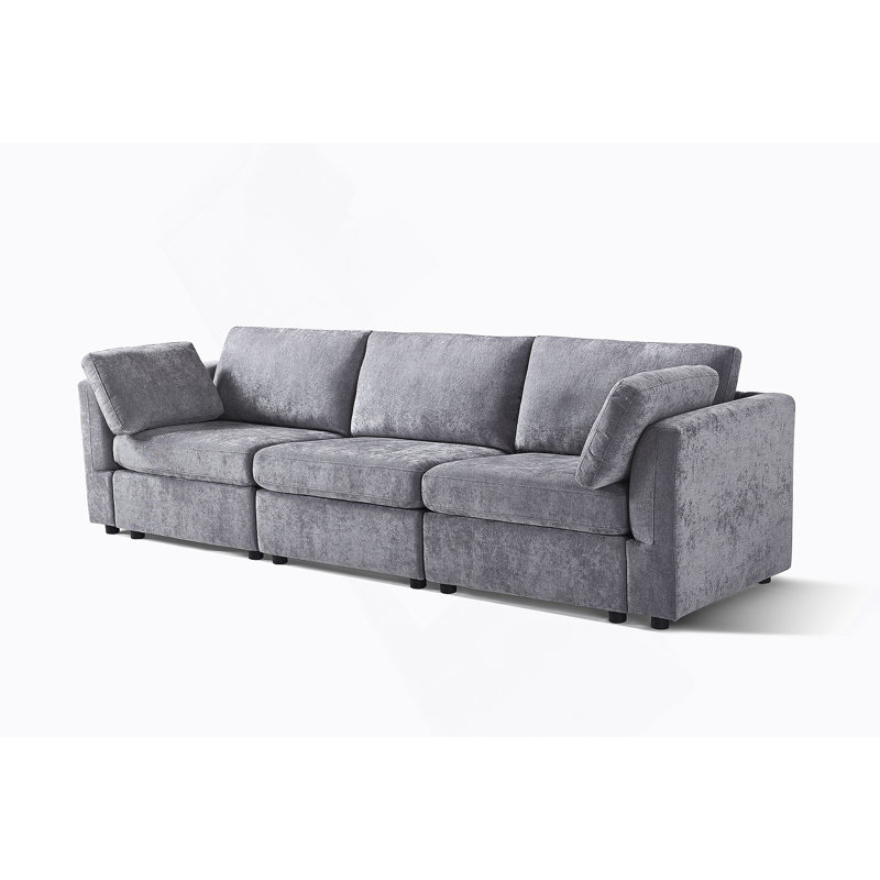 Comfortable Chenille Modular Sofa with Soft Seat and Back, Ideal for Relaxation, Gray