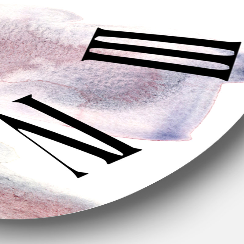Nuage rose et bleu avec taches beiges I - Horloge murale moderne, Grand