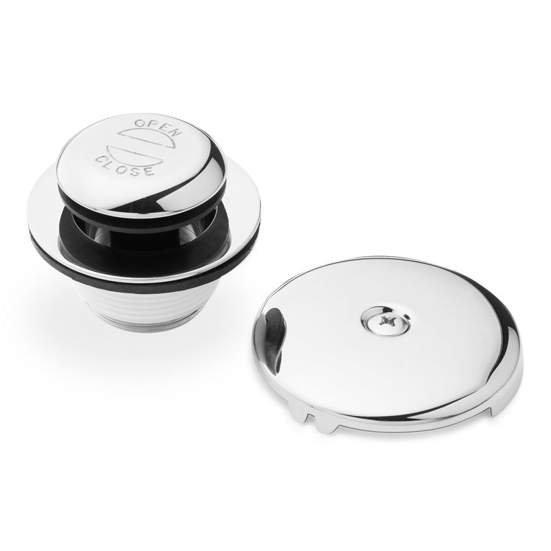 Alcove Tub Pop-Up Drain & Overflow Cover - Chrome, Chrome