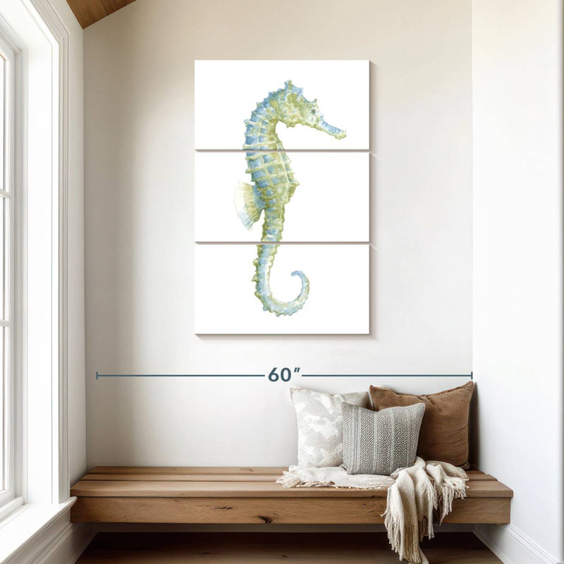 Brampt aquarelle hippocampe I, H 45 po x l 28 po