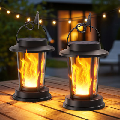 Hanging Solar Lanterns Outdoor Waterproof, Upgraded Flickering Flame Solar Lights Outdoor, Hanging Lantern Decorative, Solar Powered Lanterns for Yard Patio Paths Tree Garden Decor