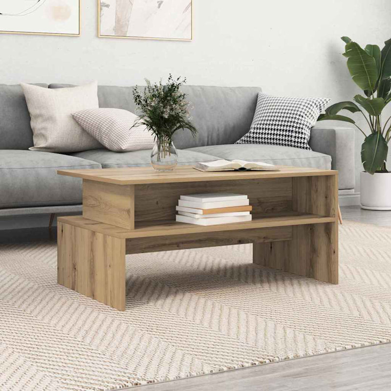 Coffee Table Engineered Wood Living Room Modern Rectangular Stylish Low, Artisan Oak