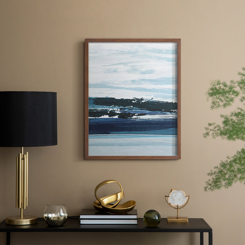 Reflections North Lake II, reproduction encadrée - bois massif, H 11 po x l 9 po, Noyer
