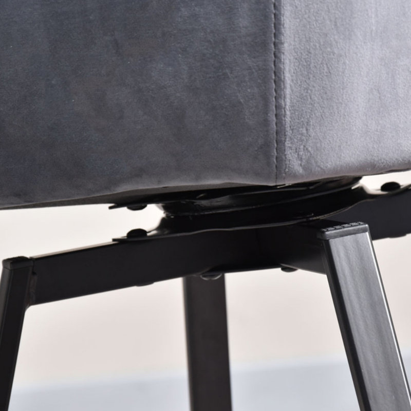 Abadie 48cm H Velvet Upholstered Side Chair, Grey