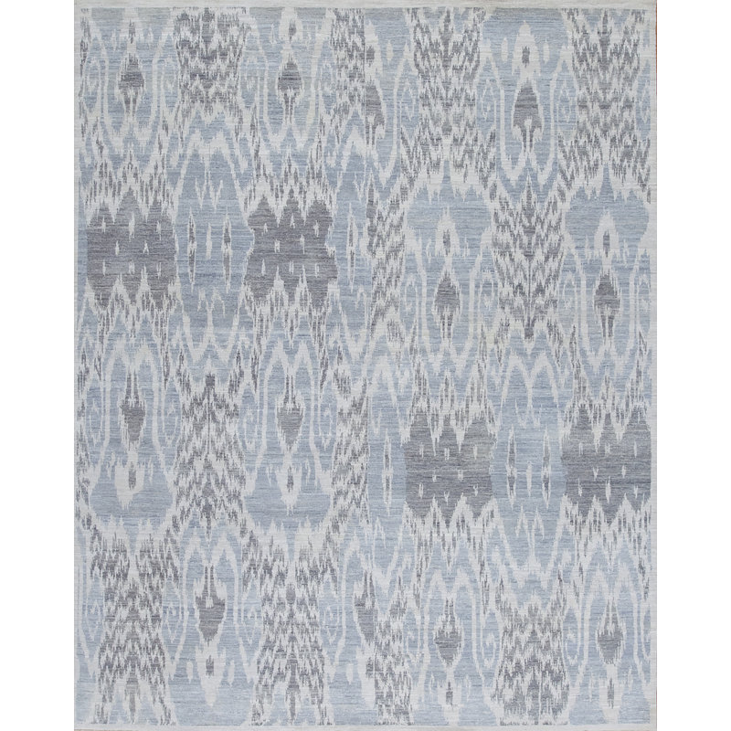 Tapis ivoire en laine noué à la main Jazz Ikat, Rectangle 4 pi x 6 pi