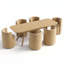 Ensemble de table de salle à manger extensible en placage de bois de 78" à 96" avec 6 chaises en velours et roulettes dissimulées-1120649912