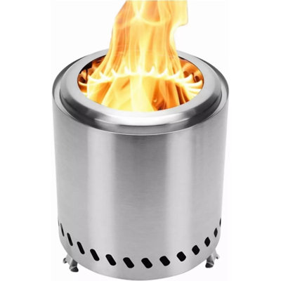 Portable Table Top Fire Pit: 8.6" Stainless Steel Mini Outdoor Stove With Stand, Low Smoke Burning Tabletop Firepit Fueled By Pellets Or Wood, For Urban & Suburbs Outside Camping