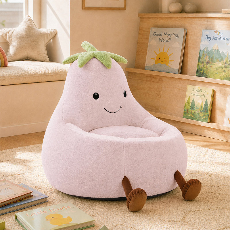 Fauteuil à billes avec aubergine Kannon, H 21,65 po x l 23,62 po x P 24,4 po, Polyester rose