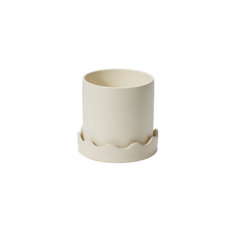 Pot avec soucoupe Winterview 7,5 po x 7,25 po, Beige, H 5,75 po x l 6 po x P 6 po