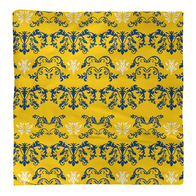 Damask Square Napkin, Royal Blue/Gold/White, Polyester, 10" W x 10" L