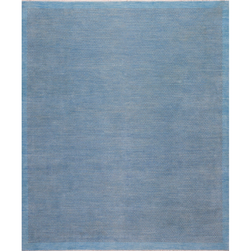 Textures Hand Knotted Wool Area Rug in Blue