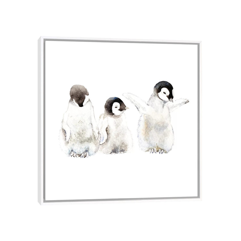 «Penguin Chicks», reproduction sur toile tendue, H 12 po x l 12 po x P 1,5 po, Toile avec cadre blanc