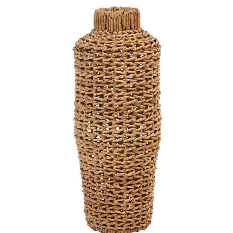 Vase de table en jacinthe d'eau et en rotin brun Cénédra, H 22 po x l 8 po x P 8 po